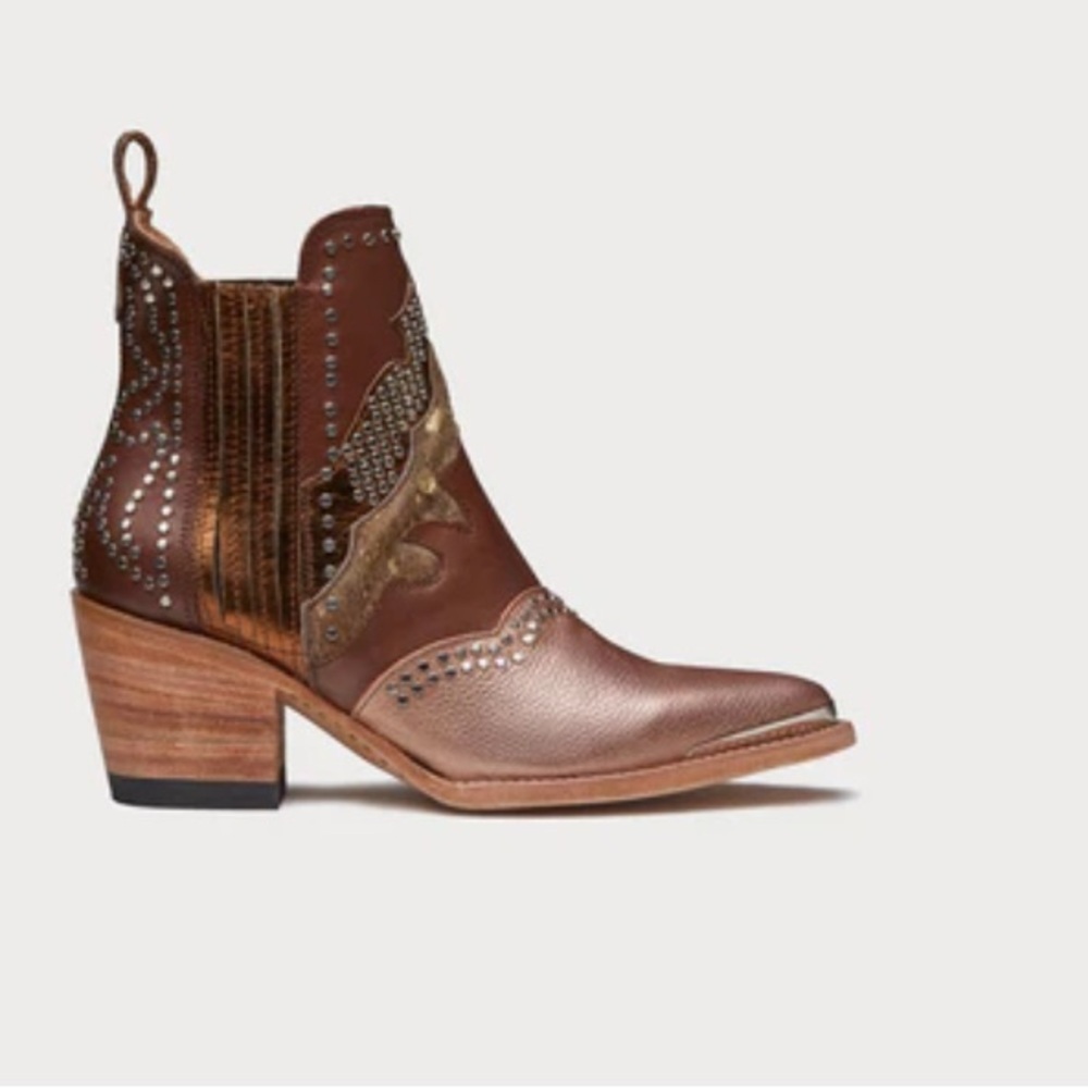 Mezcalero Chiara Rose Gold Glam Western booties - Sz. 41 New in Box - Picture 2 of 10